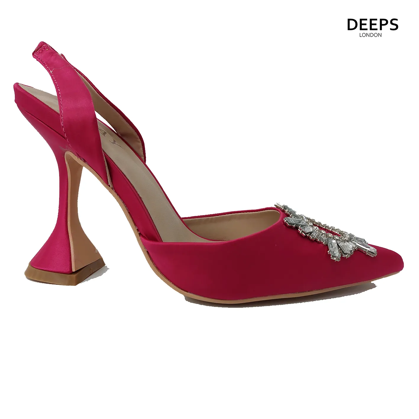 ALANDRA WOMEN'S SATIN DIAMANTE DETAIL COURT SHOES