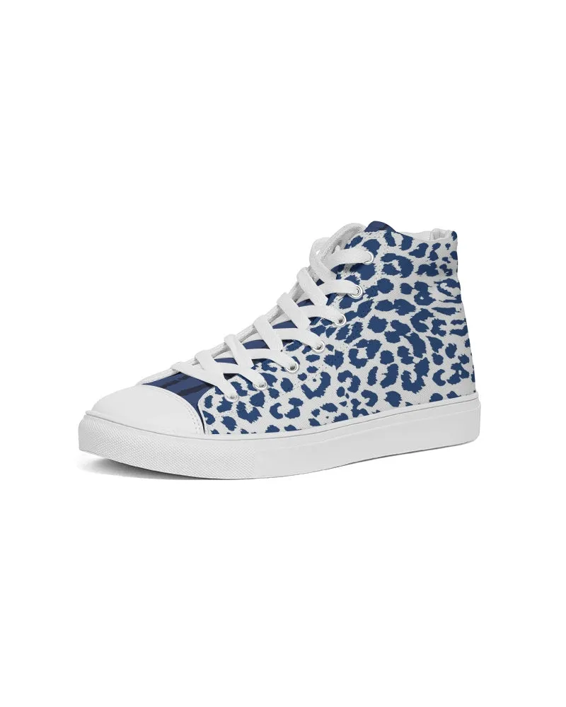 Blue Animal Fur Texture Men's Hightop Canvas Shoe