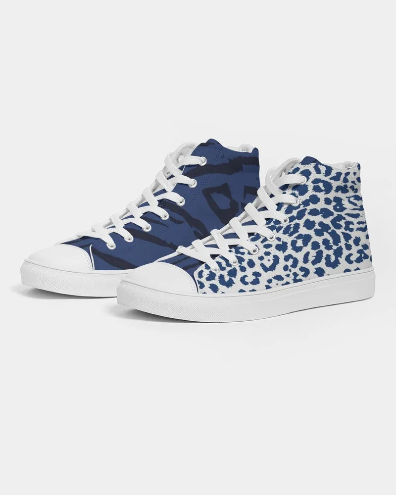 Blue Animal Fur Texture Men's Hightop Canvas Shoe