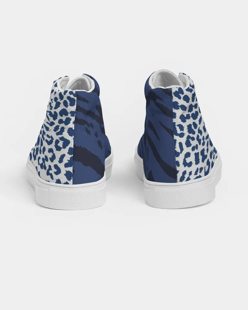 Blue Animal Fur Texture Men's Hightop Canvas Shoe