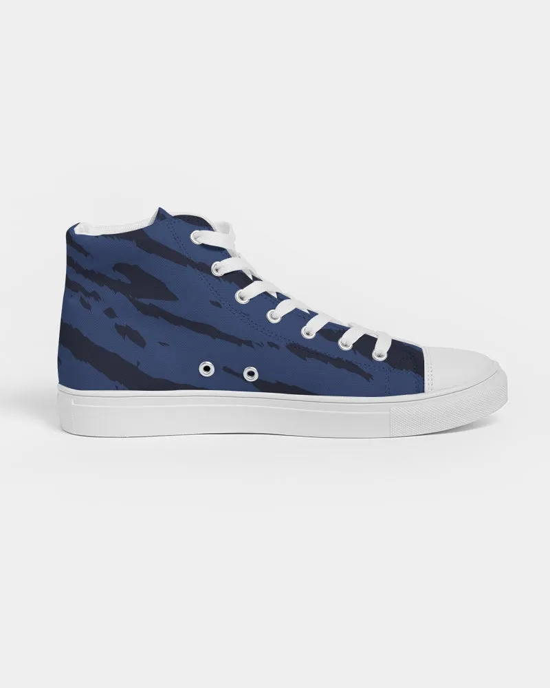 Blue Animal Fur Texture Men's Hightop Canvas Shoe