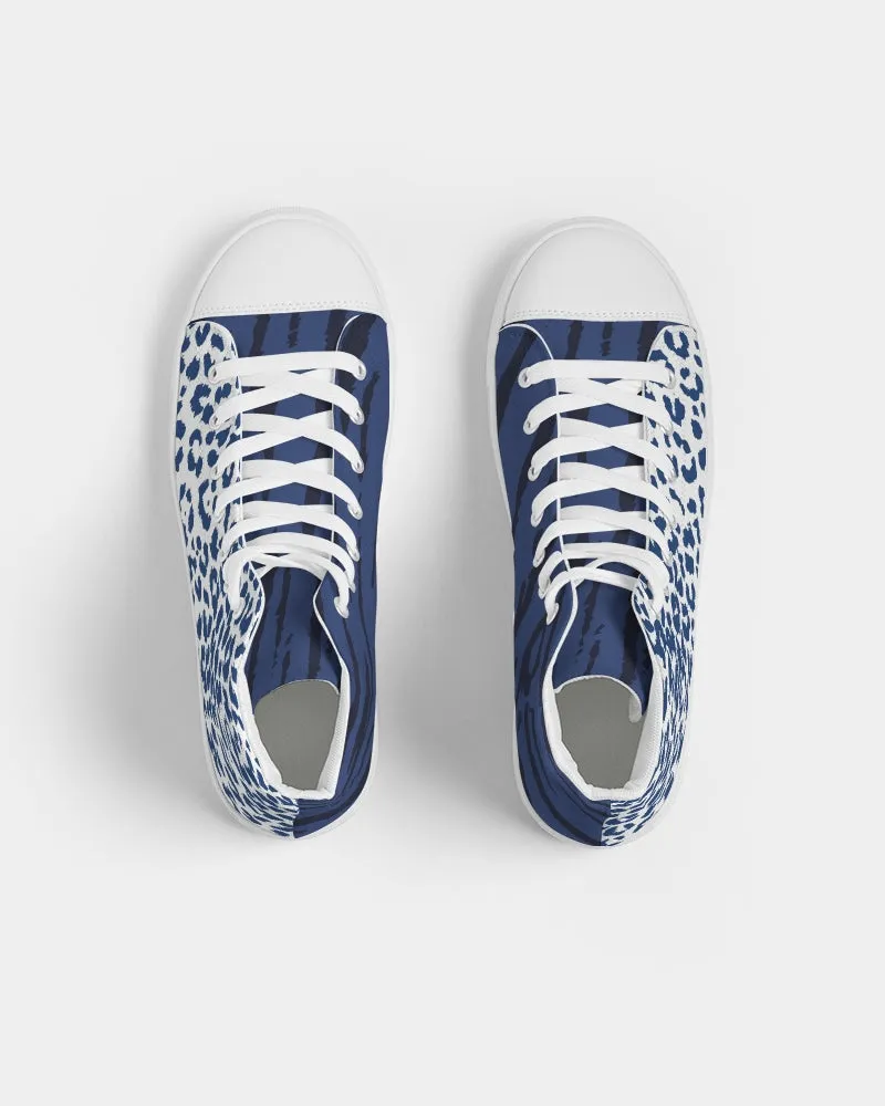Blue Animal Fur Texture Men's Hightop Canvas Shoe