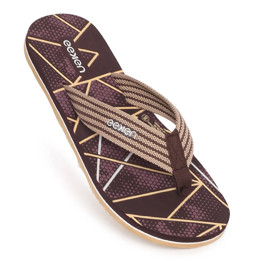 Eeken EFBGO2403S Brown Lightweight Washable Dailywear Durable Flip Flops For Men