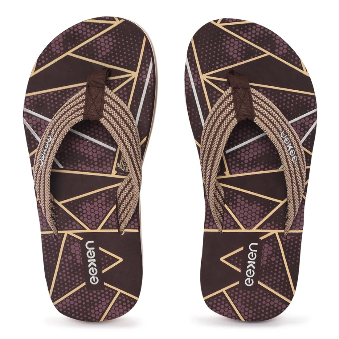 Eeken EFBGO2403S Brown Lightweight Washable Dailywear Durable Flip Flops For Men