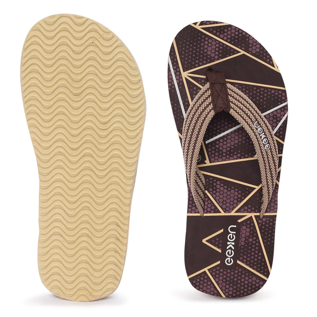 Eeken EFBGO2403S Brown Lightweight Washable Dailywear Durable Flip Flops For Men