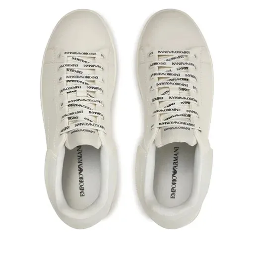 EMPORIO ARMANI LEATHER SNEAKERS WITH CONTRASTING RUBBER BACK