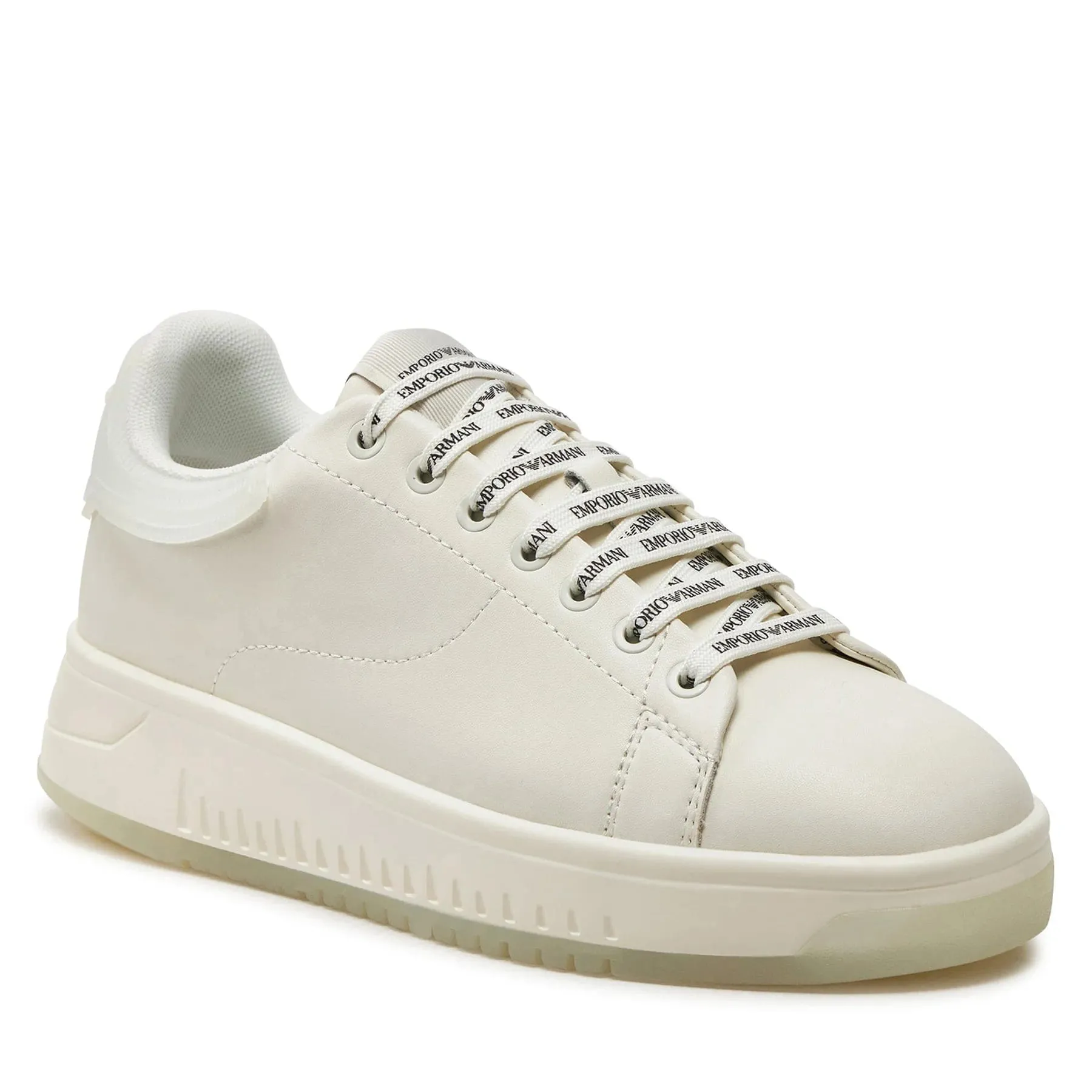 EMPORIO ARMANI LEATHER SNEAKERS WITH CONTRASTING RUBBER BACK