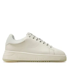 EMPORIO ARMANI LEATHER SNEAKERS WITH CONTRASTING RUBBER BACK