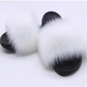 Faux-Fur Fox Slippers for Women