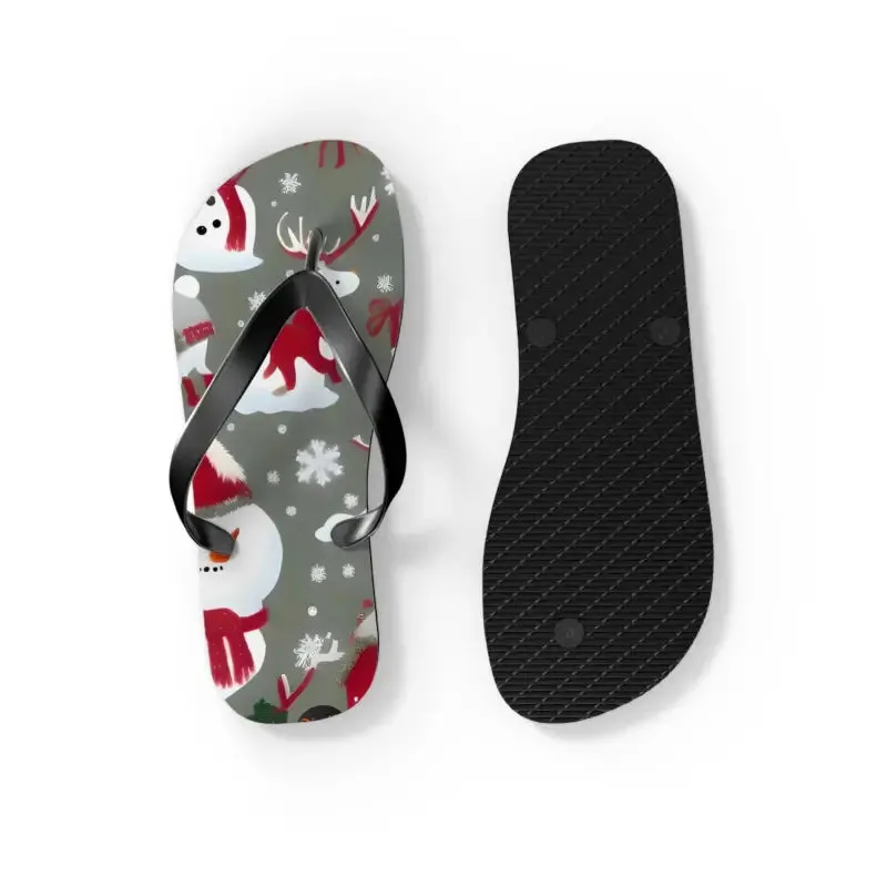 Festive Christmas Snowman Unisex Flip Flops