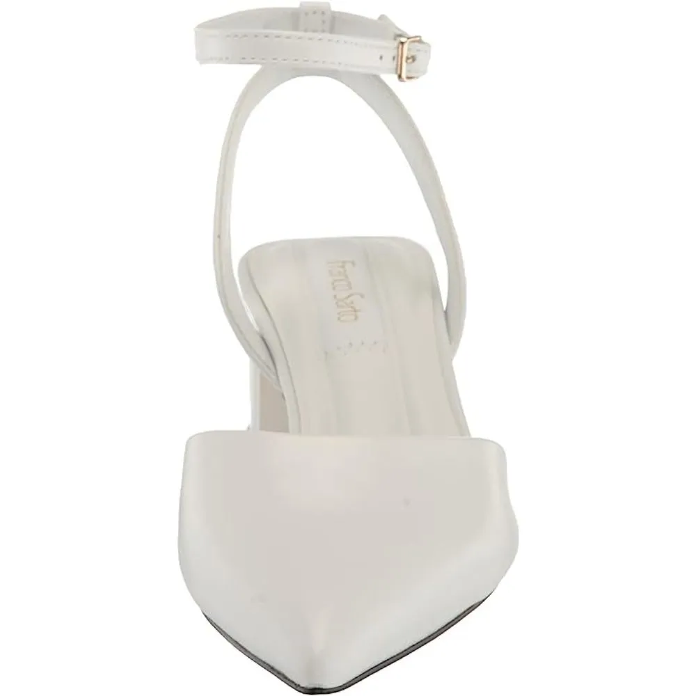 Franco Sarto Women's Naya White Leather Pointed Toe Pumps