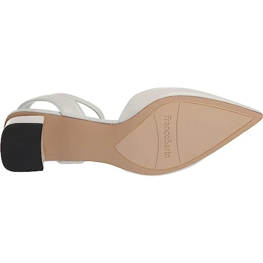 Franco Sarto Women's Naya White Leather Pointed Toe Pumps