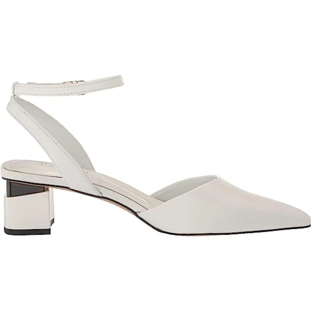 Franco Sarto Women's Naya White Leather Pointed Toe Pumps