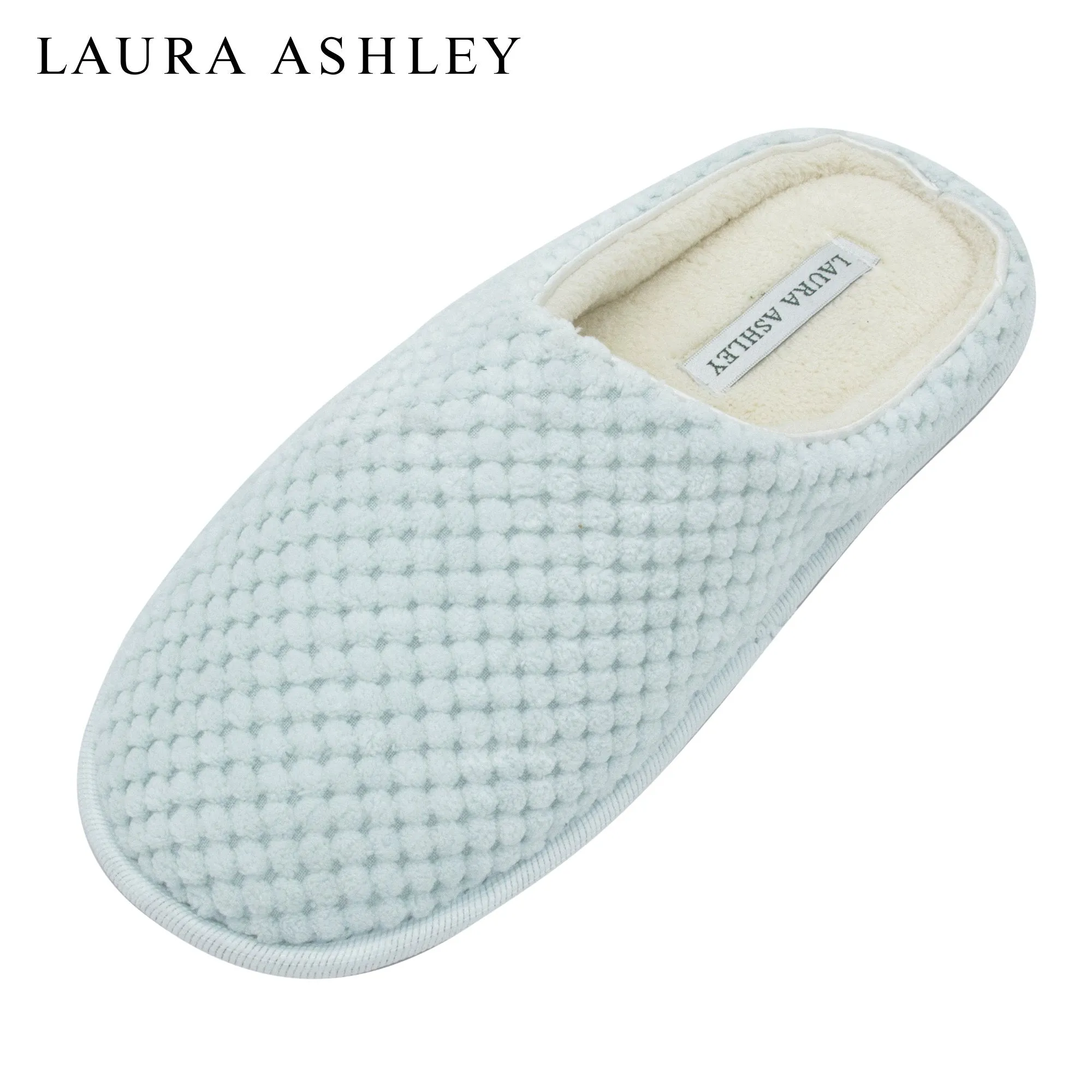 Laura Ashley Ladies Clog Style Spa Slippers with Memory Foam Insole in Sour Apple Green, Size S