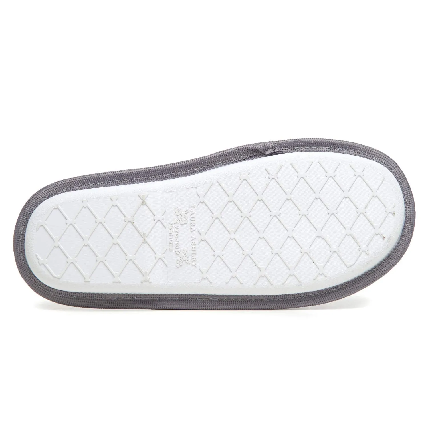 Laura Ashley Ladies Terry Scuff Slipper with Bow, Grey