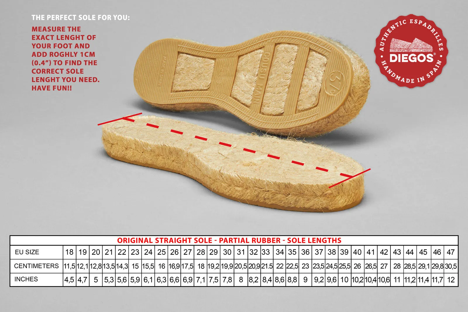 Original straight kids sole - partial rubber