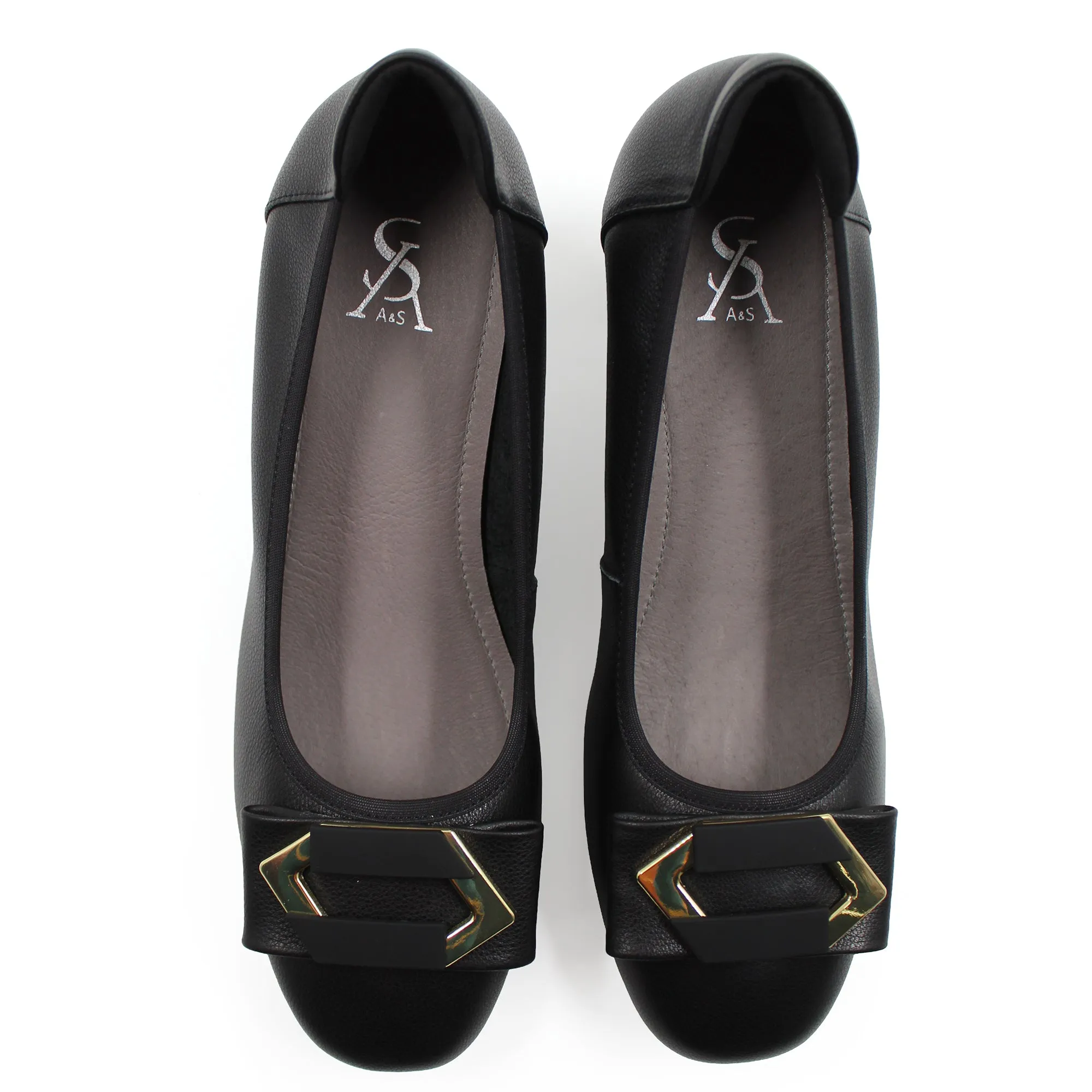 Overlap Pointed Buckle Heel Loafers
