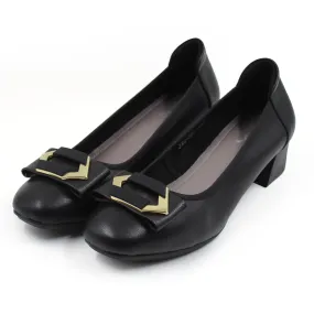 Overlap Pointed Buckle Heel Loafers
