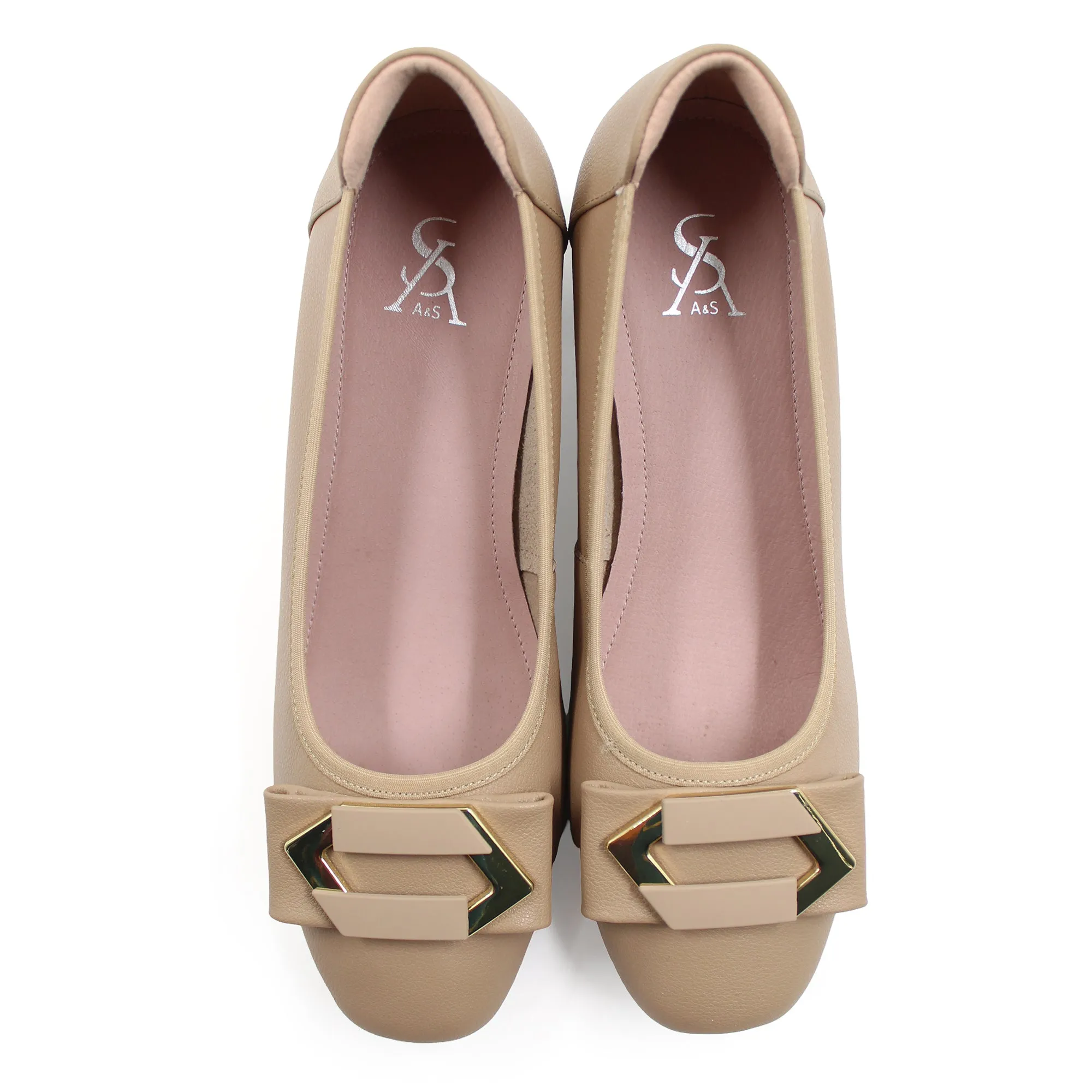 Overlap Pointed Buckle Heel Loafers