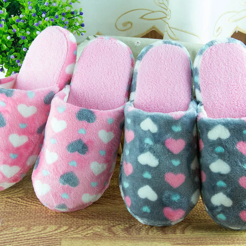 Plush Slippers for Women with Stars or Hearts