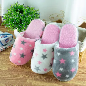 Plush Slippers for Women with Stars or Hearts