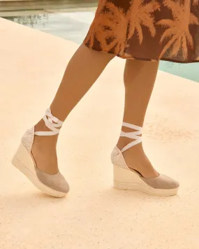 Soft Suede Wedge Espadrilles - W19WV - Hamptons Vintage Taupe