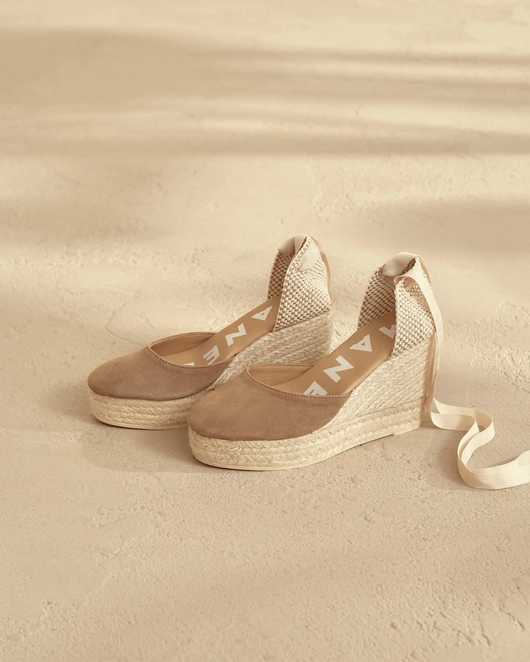 Soft Suede Wedge Espadrilles - W19WV - Hamptons Vintage Taupe