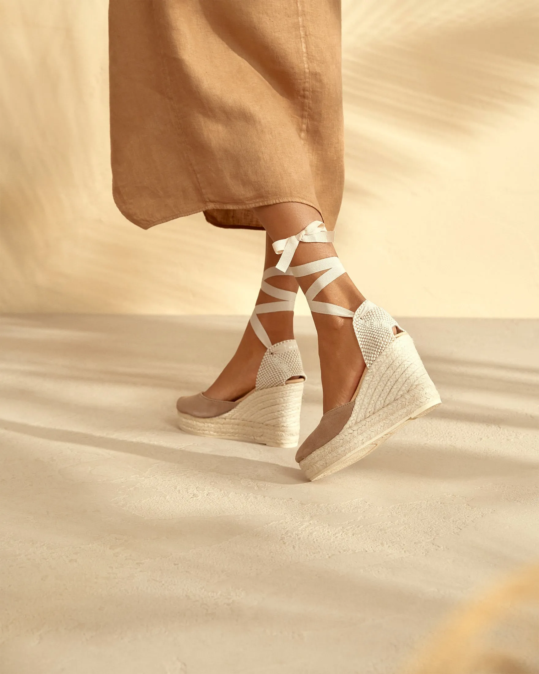 Soft Suede Wedge Espadrilles - W19WV - Hamptons Vintage Taupe