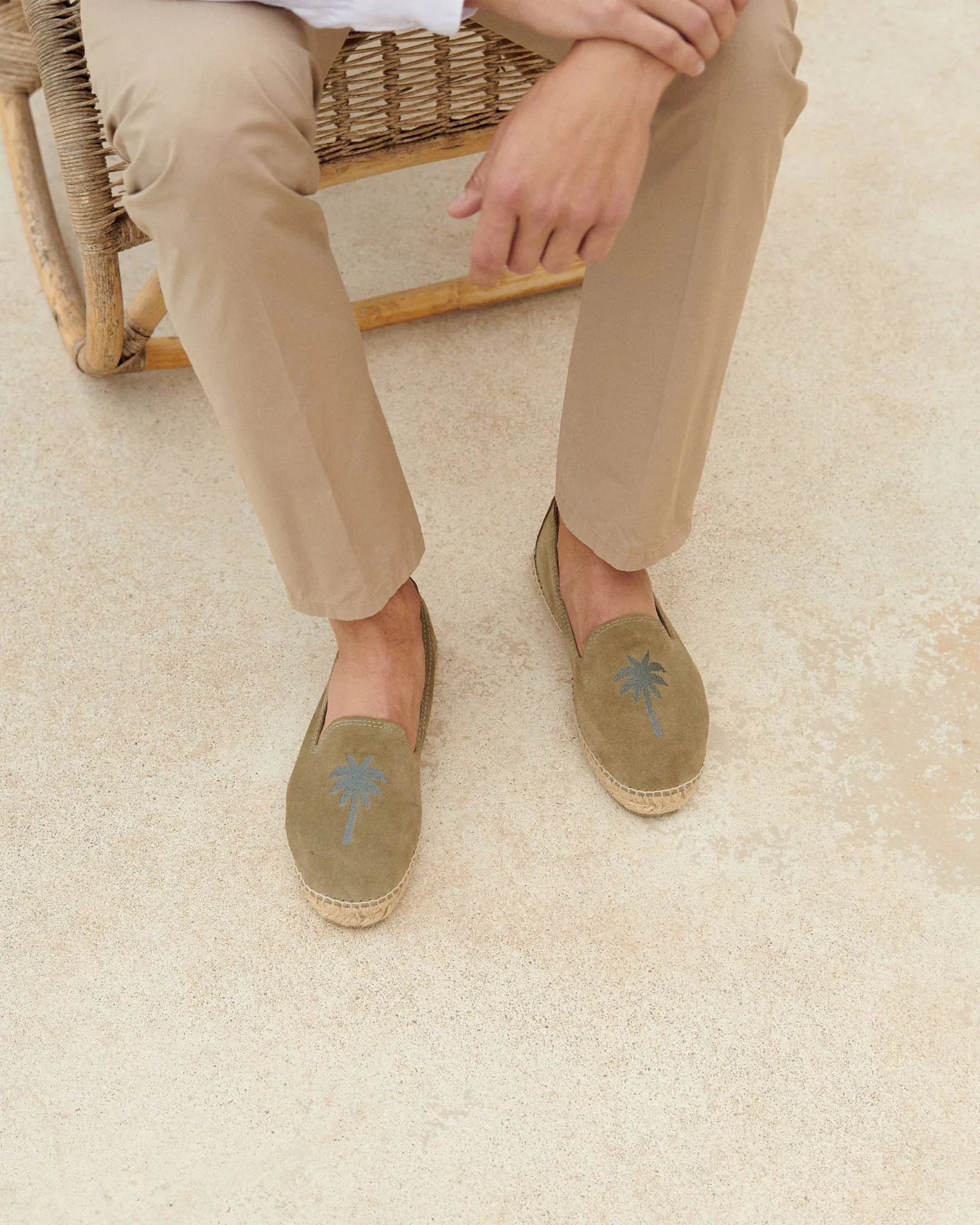 Suede Embroidered Espadrilles - Z49C0 - Palm Springs Forest and Carbon Palm