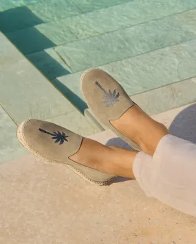 Suede Embroidered Espadrilles - Z49C0 - Palm Springs Forest and Carbon Palm