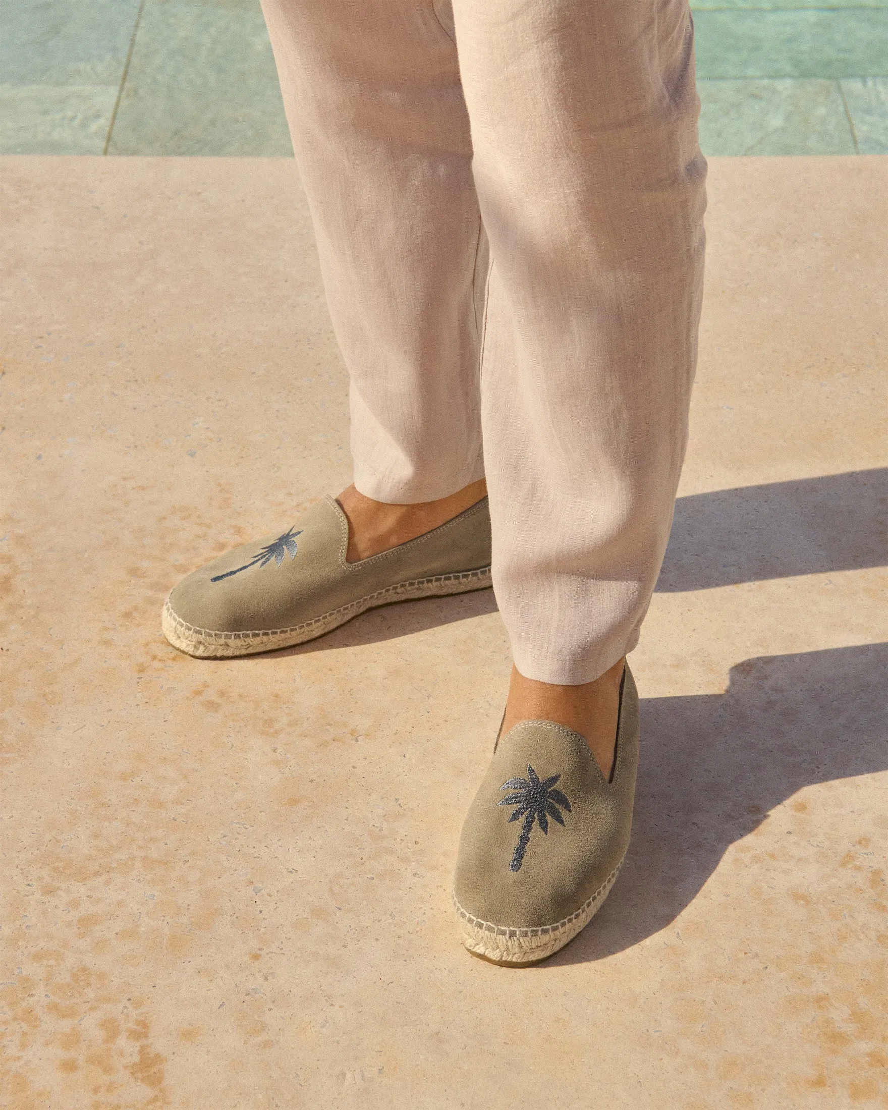 Suede Embroidered Espadrilles - Z49C0 - Palm Springs Forest and Carbon Palm