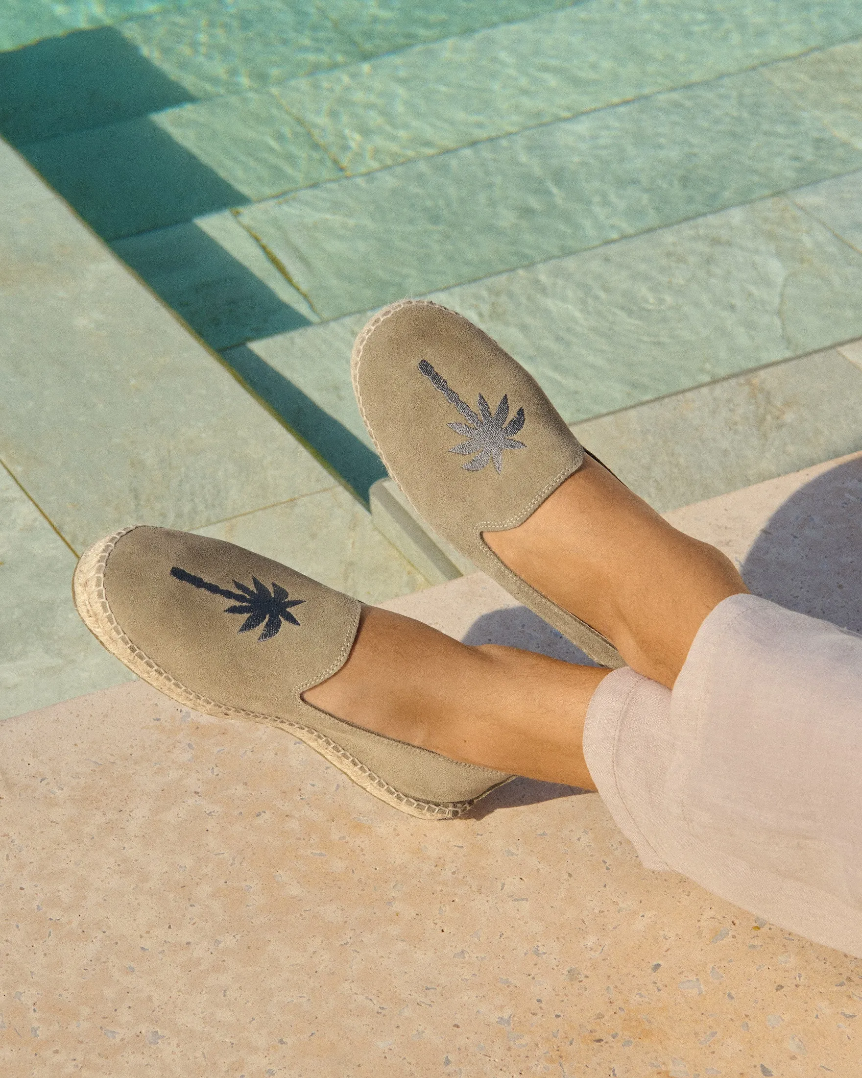 Suede Embroidered Espadrilles - Z49C0 - Palm Springs Forest and Carbon Palm
