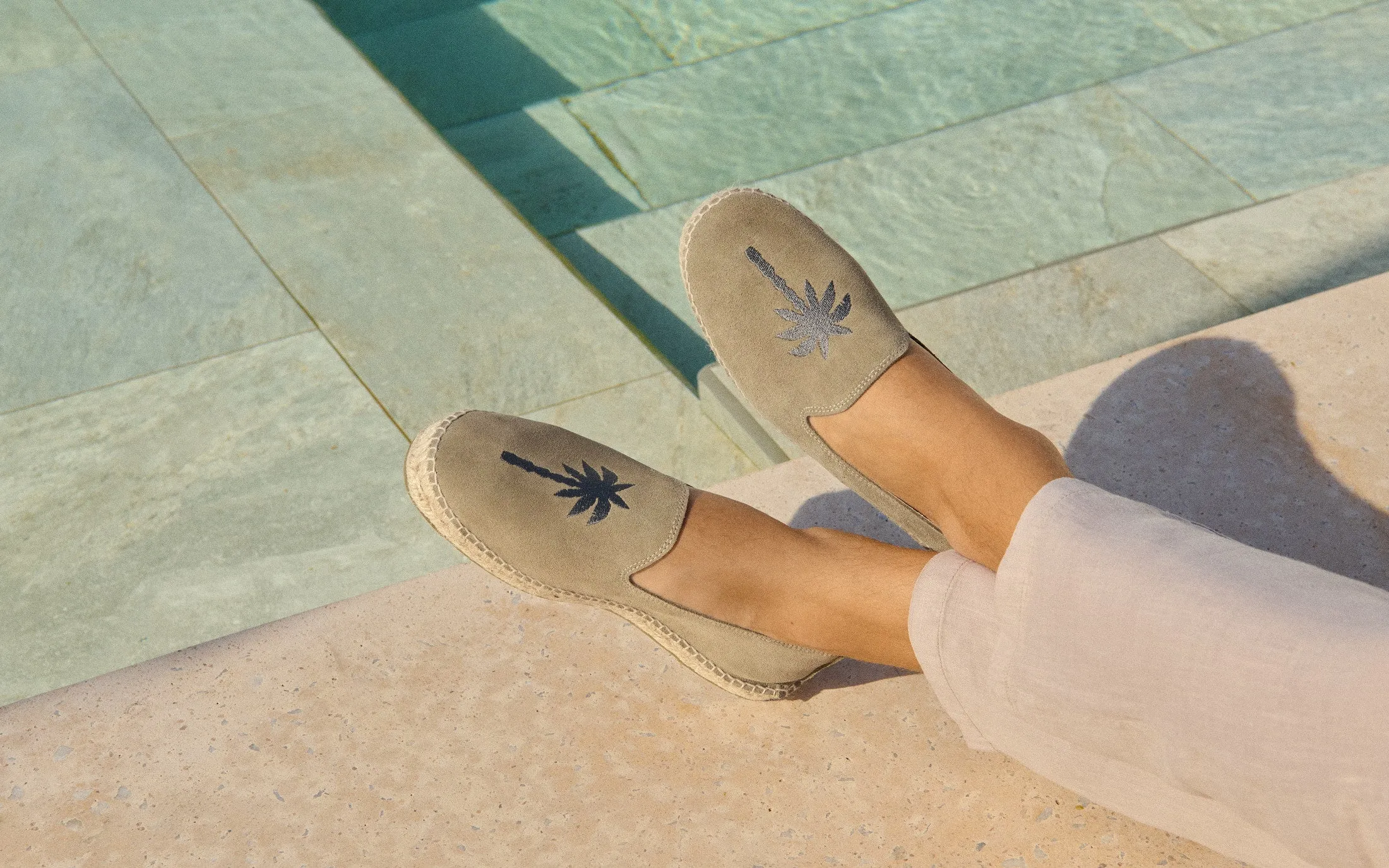 Suede Embroidered Espadrilles - Z49C0 - Palm Springs Forest and Carbon Palm