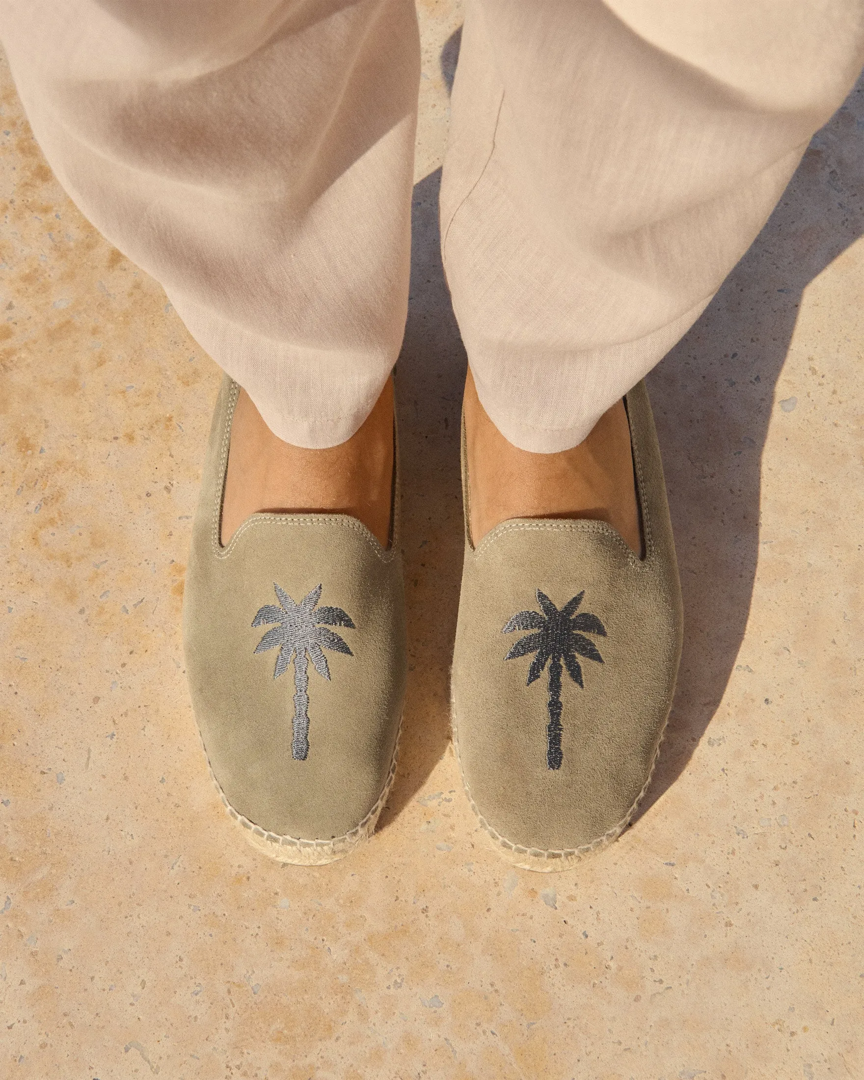 Suede Embroidered Espadrilles - Z49C0 - Palm Springs Forest and Carbon Palm