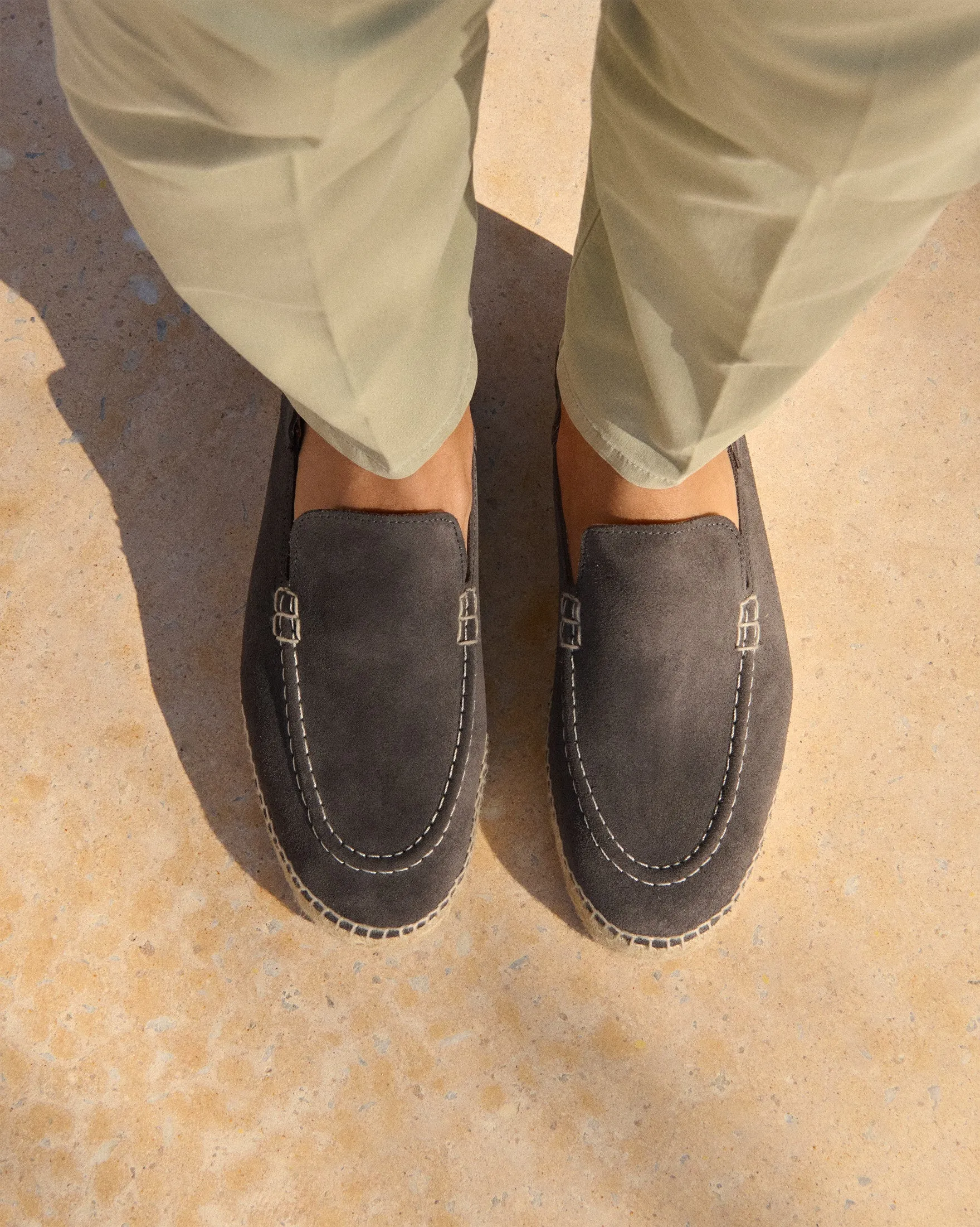 Suede Traveler Loafers Espadrilles - W10LT - Hamptons Carbon Grey